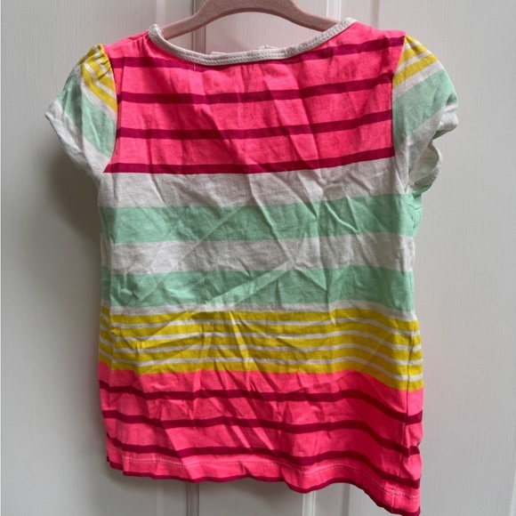 NWOT H&M 2T 2-4Y Girls Multicolor Striped Short Sleeve Top Butterfly Accents - Picture 4 of 4